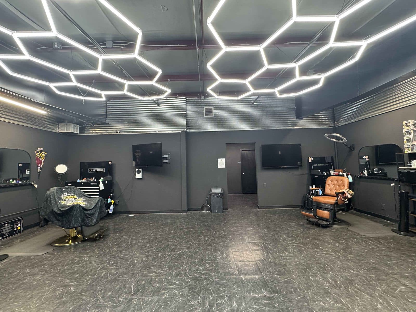 The onsite barber area at Colorado Iron